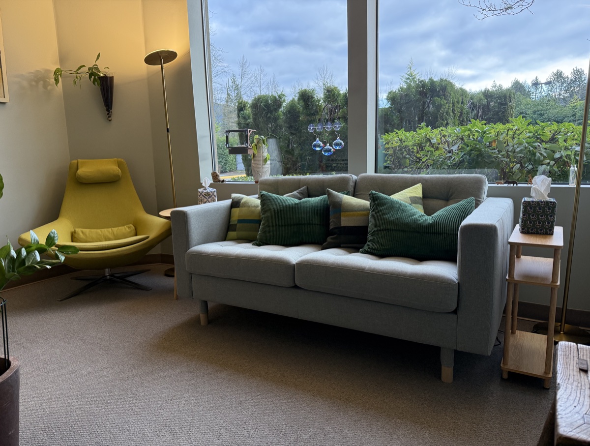Private psychiatric consultation room at Kate Swartz PMHNP office in Issaquah